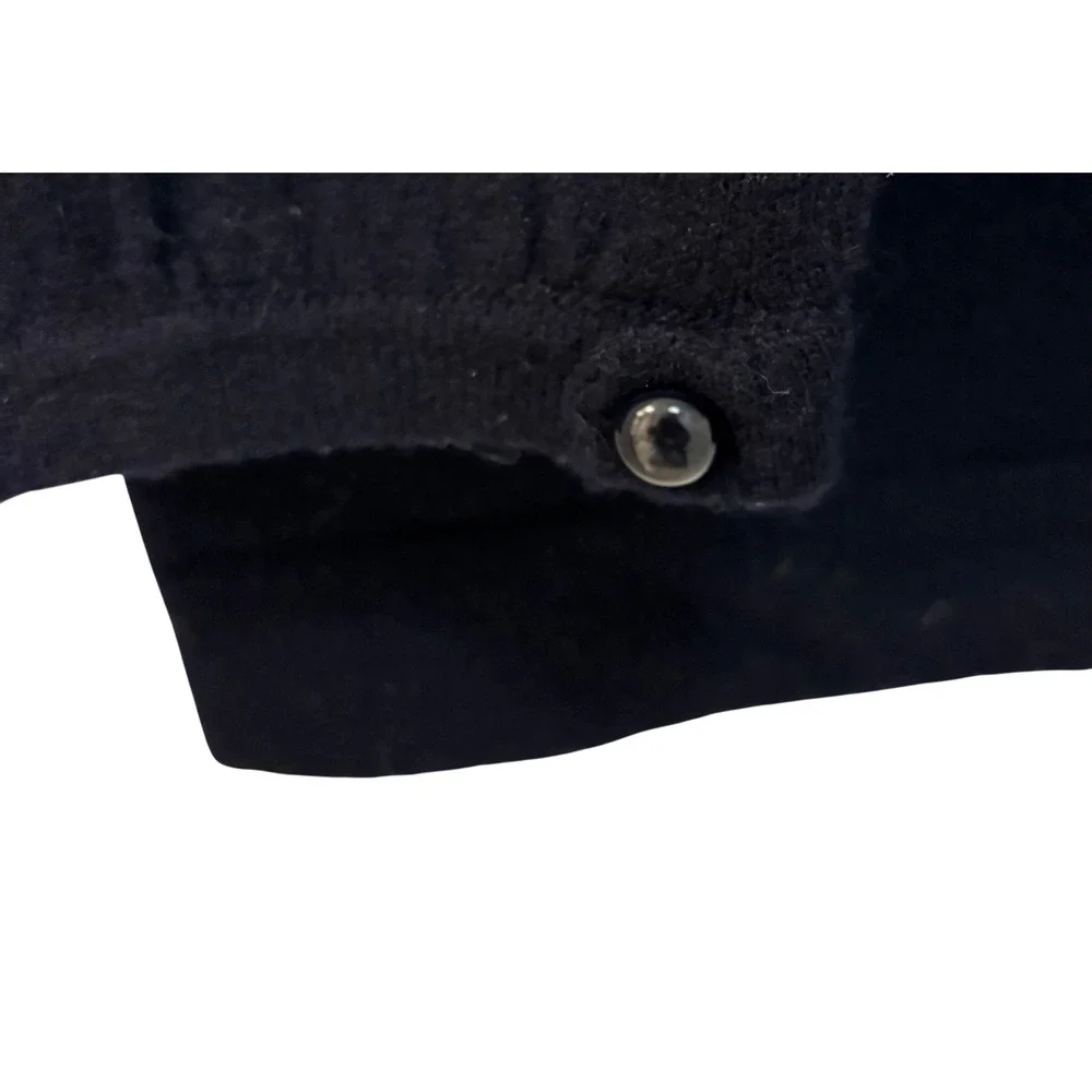 J. Crew Navy Beaded Bow Sweater Size L Wool Cashmere Blend 3/4 Sleeve‎